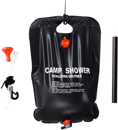 Camping Portable Solar Shower Bag 5 Gallons/20L with On/Off Shower Head for Camping Beach Swimming Outdoor Traveling Camping Accessories